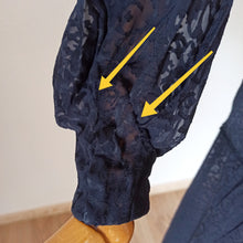 Cargar imagen en el visor de la galería, 1930s - Exquisite Art Deco Ink Blue Sheer Dress - W39 (100cm)