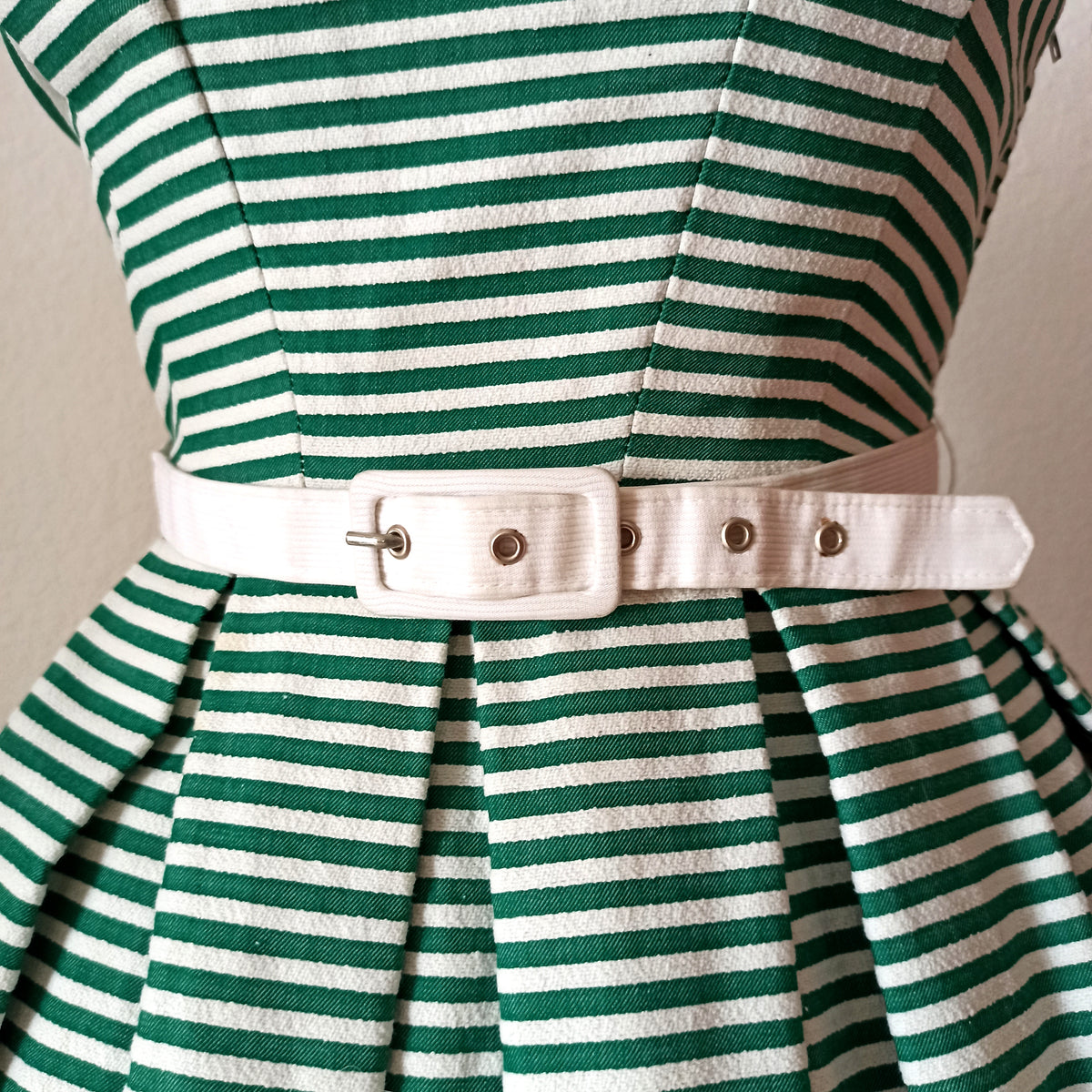 Vintage 1950s Green Stripe Dress