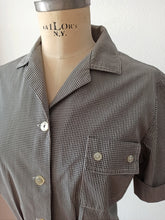 Charger l'image dans la galerie, 1950s - Gorgeous Black White Vichy Cotton Blouse - Sz 44