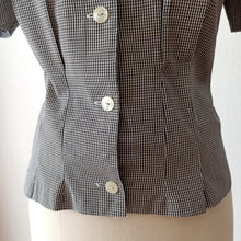 Charger l'image dans la galerie, 1950s - Gorgeous Black White Vichy Cotton Blouse - Sz 44