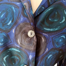 Charger l'image dans la galerie, 1960s - Amazing Blue Abstract Blouse - Sz 38