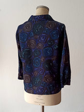 Charger l'image dans la galerie, 1960s - Amazing Blue Abstract Blouse - Sz 38