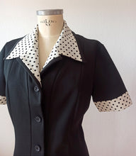 Carica l'immagine nel visualizzatore di Gallery, 1960s 1970s - BURLINGTON JERSEY - Superb Black Dotted Dress - Sz 46