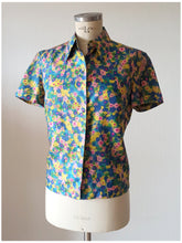 Load image into Gallery viewer, 1960s - Colorful Floral Satin Blouse