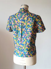 Load image into Gallery viewer, 1960s - Colorful Floral Satin Blouse