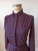 Load image into Gallery viewer, 1970s - H&M - Gorgeous Red Navy Dress - W33 (84cm)