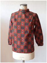 Load image into Gallery viewer, 1960s - ORIGINAL MATERNITY - Printed Cotton Blouse - Sz 38