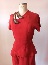 Load image into Gallery viewer, 1940s - ADAIR FASHIONS, USA - Stunning Tile Gab Rayon Dress - W26 (66cm)