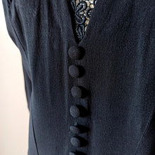Load image into Gallery viewer, 1940s - Superb Black Crepe Dress - W37 (94cm)
