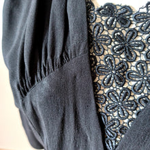 Load image into Gallery viewer, 1940s - Superb Black Crepe Dress - W37 (94cm)