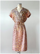 Load image into Gallery viewer, 1950s - BLANES, London - Stunning Leopard Satin Dress - W27.5 (70cm)