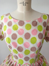 Load image into Gallery viewer, 1950s 1960s - DRALON - Adorable Colors Day Dress - W28.5 (72cm)