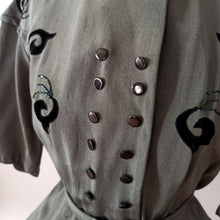 Carica l'immagine nel visualizzatore di Gallery, 1940s - Stunning Greyish Green Taffeta Dress - W28.5 (72cm)
