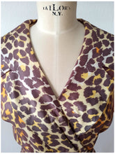 Load image into Gallery viewer, 1950s - BLANES, London - Stunning Leopard Satin Dress - W27.5 (70cm)