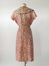 Load image into Gallery viewer, 1950s - BLANES, London - Stunning Leopard Satin Dress - W27.5 (70cm)