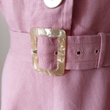 Load image into Gallery viewer, 1940s - Adorable Pink Linen Belted Dress - W29 (74cm)