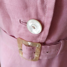 Load image into Gallery viewer, 1940s - Adorable Pink Linen Belted Dress - W29 (74cm)