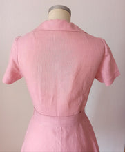 Load image into Gallery viewer, 1940s - Adorable Pink Linen Belted Dress - W29 (74cm)