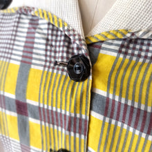 Cargar imagen en el visor de la galería, 1940s 1950s - Adorable Yellow Plaid Cotton Dress - W32 (82cm)