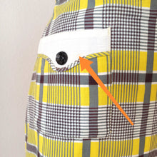 Cargar imagen en el visor de la galería, 1940s 1950s - Adorable Yellow Plaid Cotton Dress - W32 (82cm)