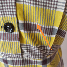 Cargar imagen en el visor de la galería, 1940s 1950s - Adorable Yellow Plaid Cotton Dress - W32 (82cm)