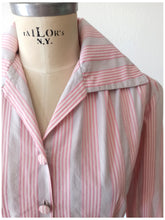 Charger l'image dans la galerie, 1940s 1950s - FRANCE - Superb Pink Grey Stripes Cotton Blouse - W35 (90cm)