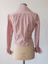 Charger l'image dans la galerie, 1940s 1950s - FRANCE - Superb Pink Grey Stripes Cotton Blouse - W35 (90cm)