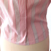 Charger l'image dans la galerie, 1940s 1950s - FRANCE - Superb Pink Grey Stripes Cotton Blouse - W35 (90cm)