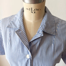 Load image into Gallery viewer, 1940s - Adorable Blue Stripes Cotton Dress - W35 (88cm)