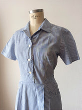 Load image into Gallery viewer, 1940s - Adorable Blue Stripes Cotton Dress - W35 (88cm)