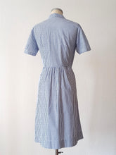 Load image into Gallery viewer, 1940s - Adorable Blue Stripes Cotton Dress - W35 (88cm)