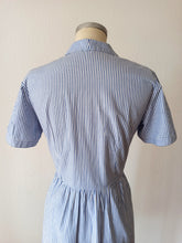 Load image into Gallery viewer, 1940s - Adorable Blue Stripes Cotton Dress - W35 (88cm)