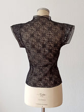 Charger l'image dans la galerie, 1950s - France - Deadstock Superb Black Nylon Velvet Blouse - Sz 42