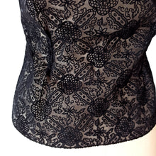 Charger l'image dans la galerie, 1950s - France - Deadstock Superb Black Nylon Velvet Blouse - Sz 42