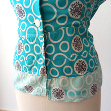 Charger l'image dans la galerie, 1940s 1950s - Fabulous Turquoise Rayon Blouse - Sz 46