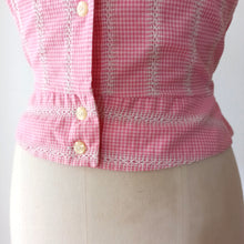 Charger l'image dans la galerie, 1950s 1960s - GOLDPUNKT, Germany - Adorable Pink Vichy Blouse - Sz 40