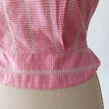 Charger l'image dans la galerie, 1950s 1960s - GOLDPUNKT, Germany - Adorable Pink Vichy Blouse - Sz 40