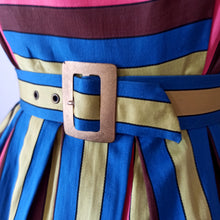 Charger l'image dans la galerie, 1950s 1960s - Stunning Colorful Stripes Gab Rayon Dress - W27 (68cm)