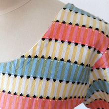 Load image into Gallery viewer, 1950s - Adorable Pastel Colors Soft Linen Dress - W32 (82cm)