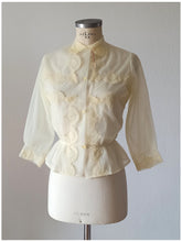 Charger l'image dans la galerie, 1950s - French Deadstock - Yellow Pale Nylon Blouse - Sz 42