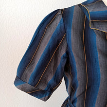 Charger l'image dans la galerie, 1940s 1950s - FRENCH DEADSTOCK - Gorgeous Striped Cotton Dress - W36 (92cm)