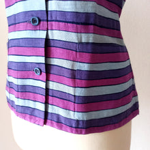 Charger l'image dans la galerie, 1950s 1960s - Fabulous Purple Linen Blouse - Sz M