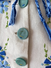Cargar imagen en el visor de la galería, 1940s - Exquisite Embroidery Linen Blouse - W27.5 (70cm)
