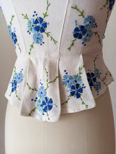 Cargar imagen en el visor de la galería, 1940s - Exquisite Embroidery Linen Blouse - W27.5 (70cm)