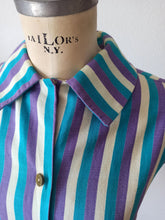 Carica l'immagine nel visualizzatore di Gallery, 1950s - Cute Striped Cotton Blouse