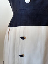 Charger l'image dans la galerie, 1950s 1960s - Gorgeous Navy White Cotton Dress - W28 (71.5cm)