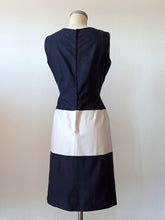 Charger l'image dans la galerie, 1950s 1960s - Gorgeous Navy White Cotton Dress - W28 (71.5cm)