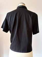 Charger l'image dans la galerie, 1950s 1960s - Black Embroidery Cotton Blouse - Sz 48