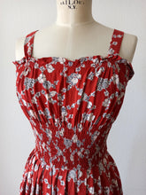 Cargar imagen en el visor de la galería, 1940s - Gorgeous Brick Floral Rayon Dress - W24.5 (62cm)
