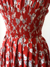 Cargar imagen en el visor de la galería, 1940s - Gorgeous Brick Floral Rayon Dress - W24.5 (62cm)